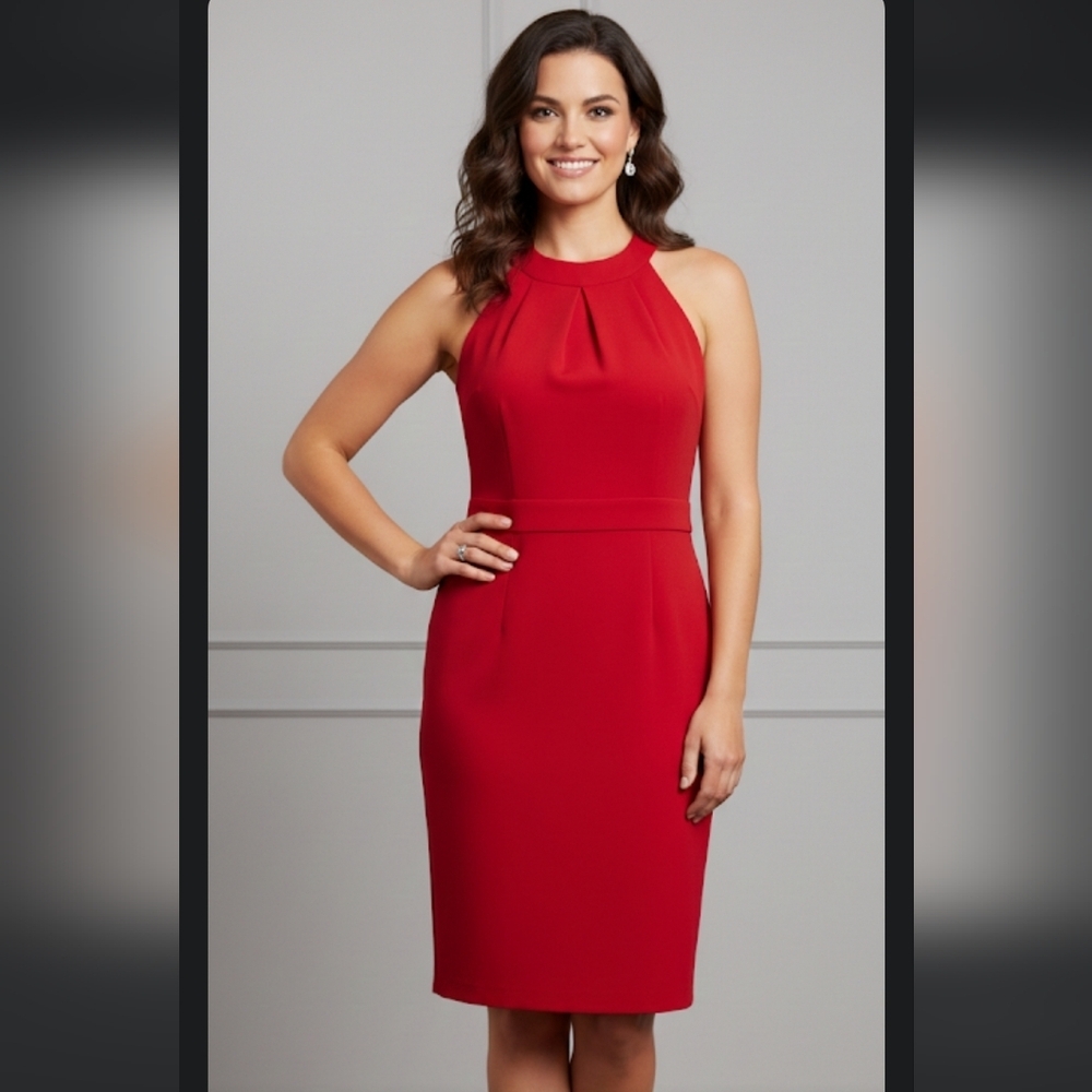 Spense Elegant Red Midi Dress